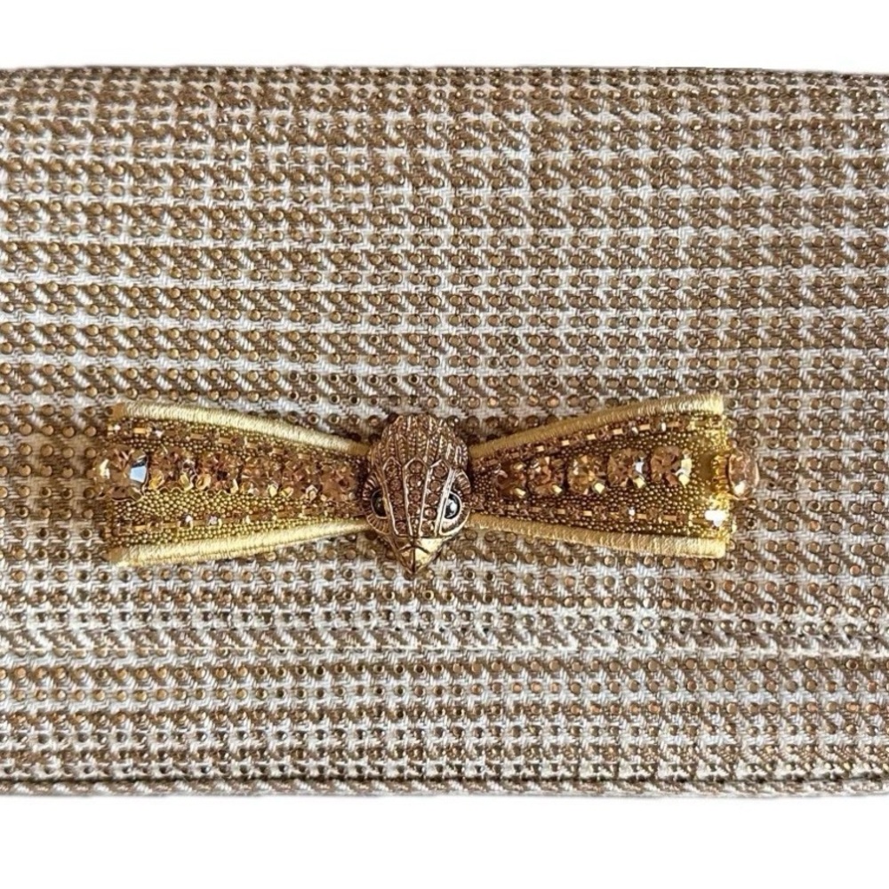 Kurt Geiger Kensington Gold and Cream Clutch w/ gold chain and dust bag NWT - Picture 6 of 7